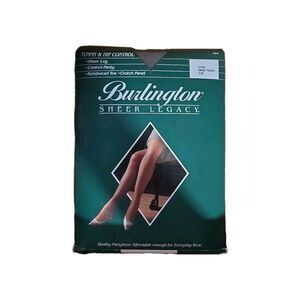 NEW VINTAGE Burlington Sheer Legacy Tummy Hip Control Pantyhose Misty Taupe Sz L